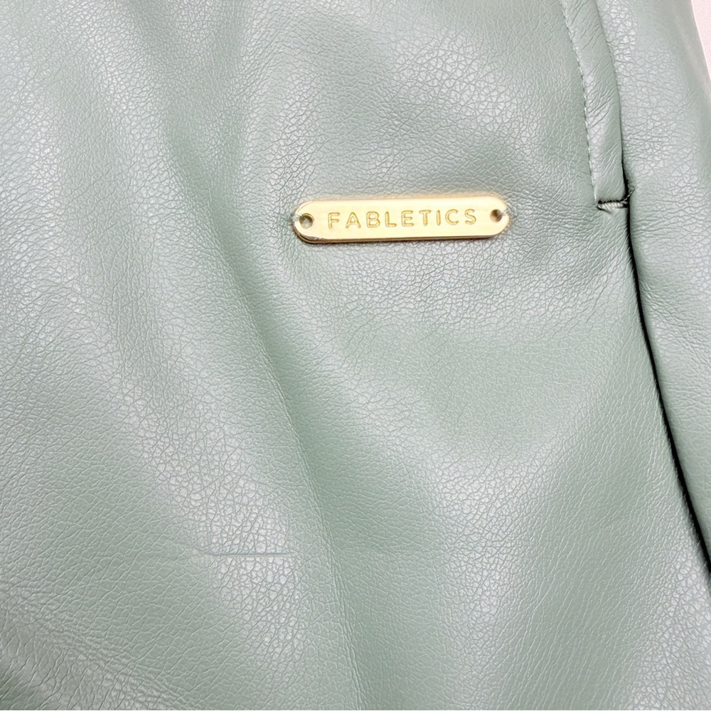 Fabletics Vegan Leather Women's High Waist Smoke Green Shorts - Picture 7 of 11
